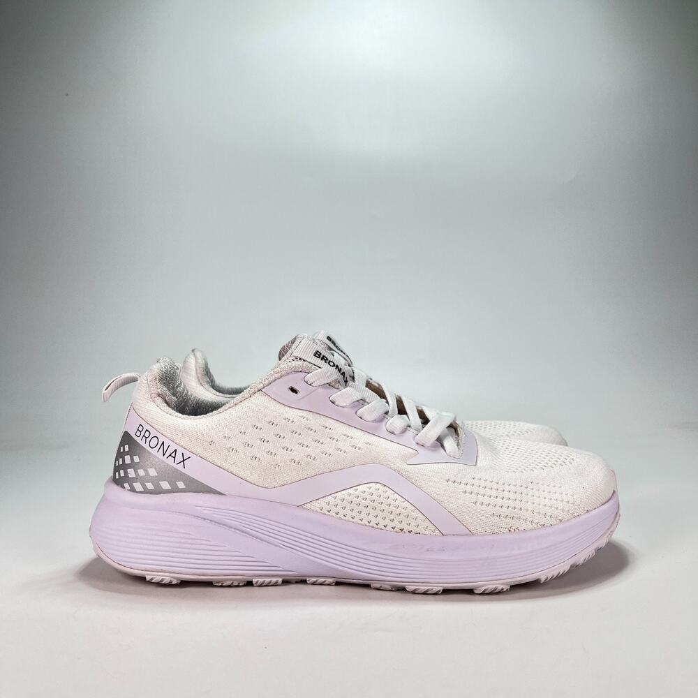 BRONAX White Lavender Athletic Wide Toe Box Road Running Shoe Women's Size 8.5